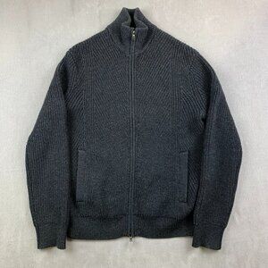 Banana Republic Mens Sweater Small Gray Full Zip Long Sleeve Merino Wool Knit